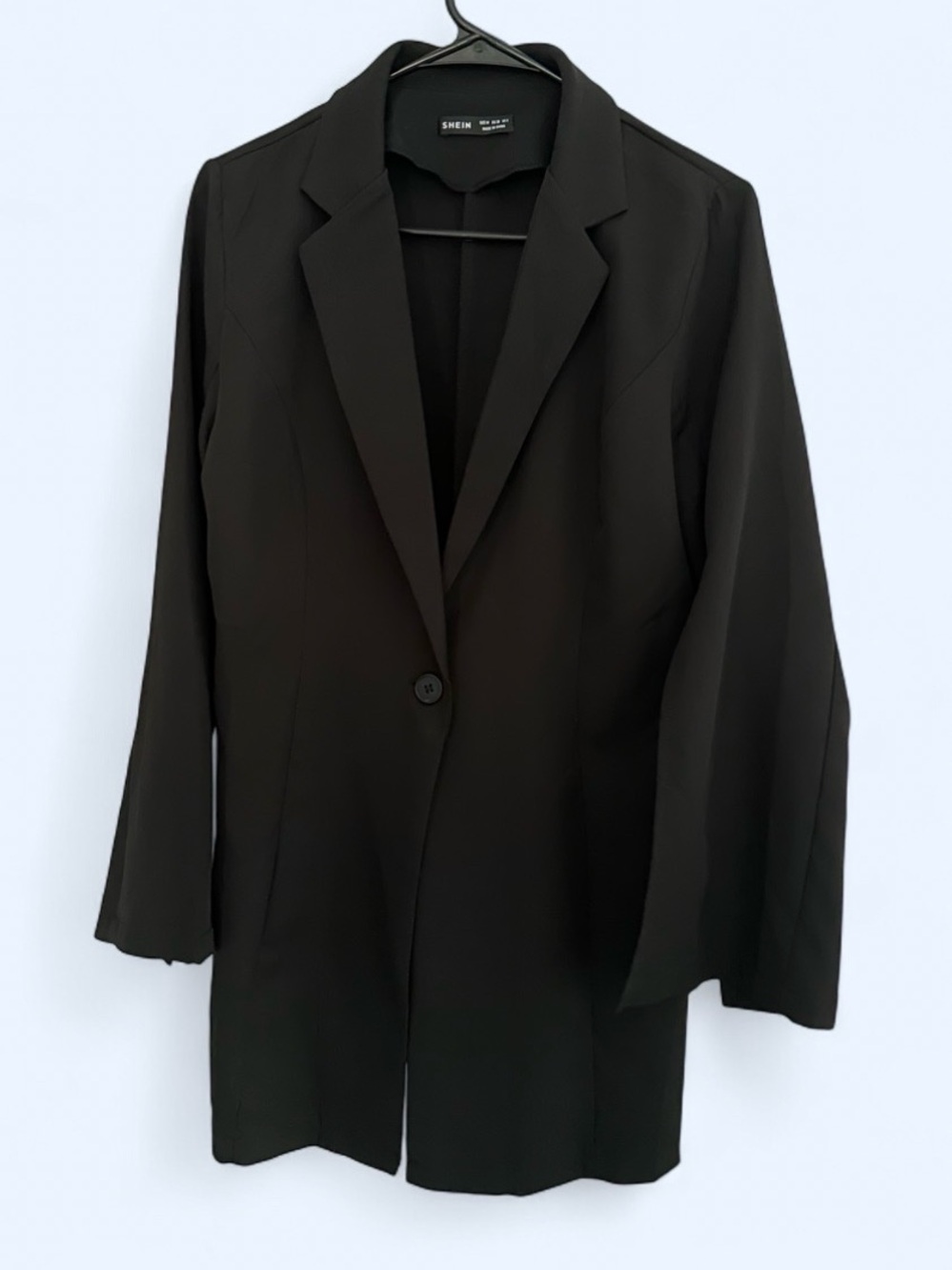 SHEIN Black Long Single-Button Blazer Jacket